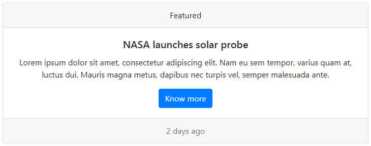 Bootstrap Card with Header and Footer