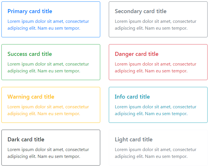 Bootstrap Card Styles Outline