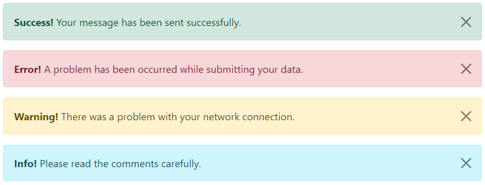 Bootstrap Common Alert Messages