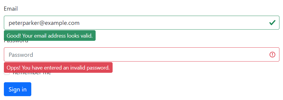 Bootstrap Form Validation Feedback in Styled Tooltip