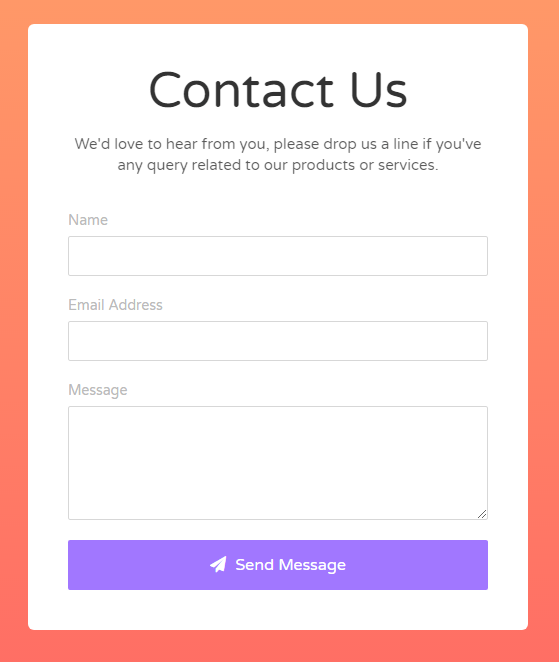 Bootstrap Beautiful Contact Form with Gradient Background Template