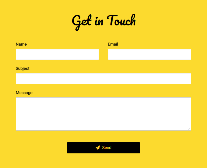 Contact Form with Yellow Background