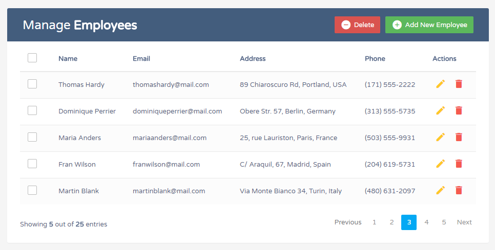 Data Table with Search Box