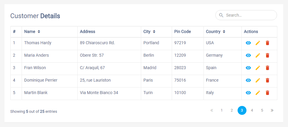 Data Table with Search Box