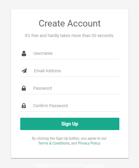 Elegant Sign Up Form with Icons