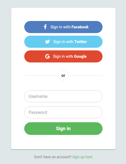 Login Form with Rounded Social Buttons