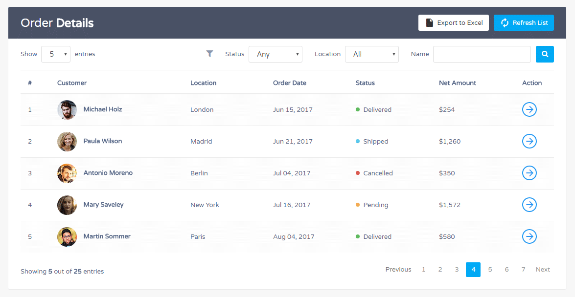 Bootstrap User Management Data Table Template