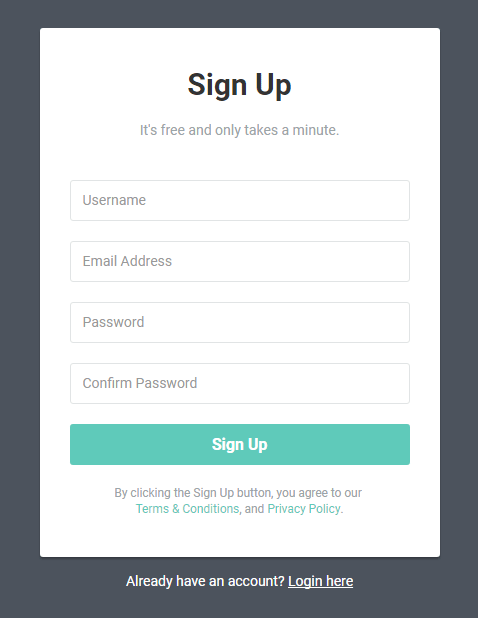 Quick Sign Up Form