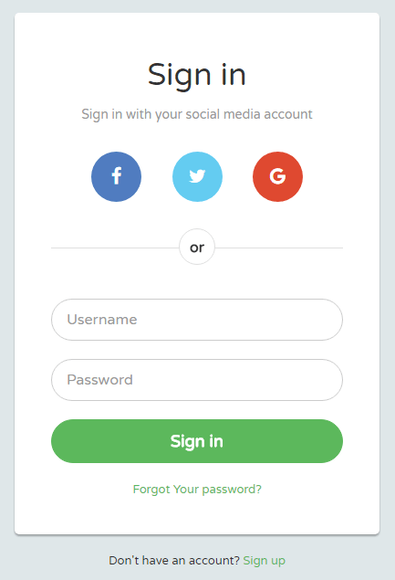 Sign in Form with Circular Social Buttons