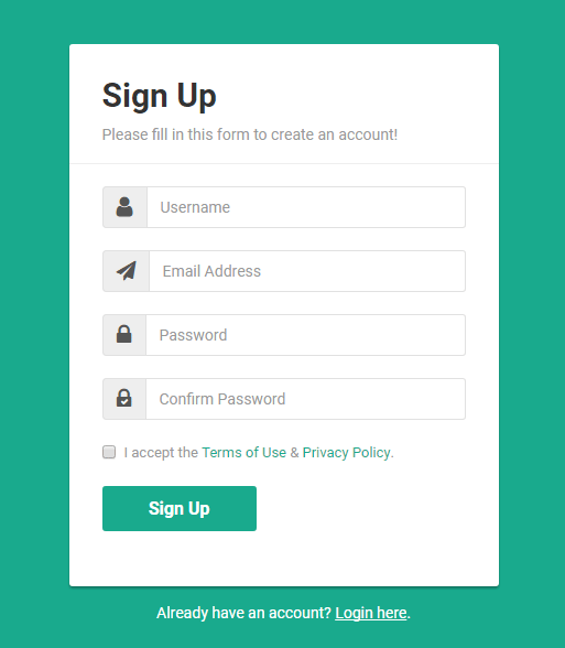 Sign Up Form with Icons