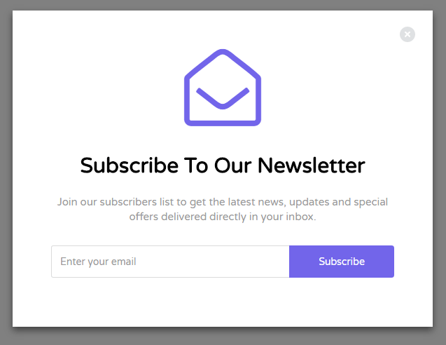 Subscribe Newsletter Form Inside Modal